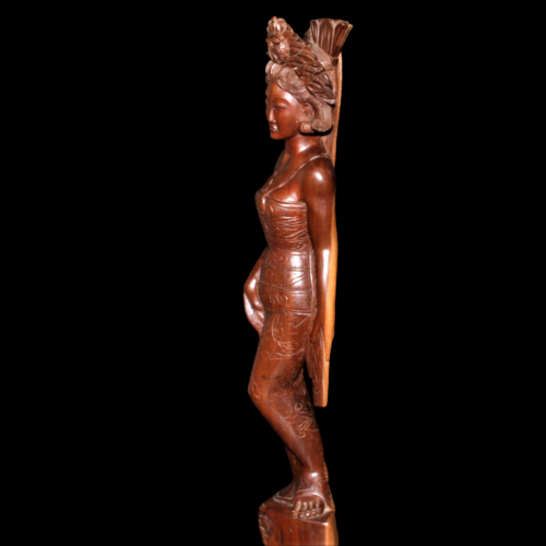 Vintage Hand Carved Hardwood Female Figure image-3