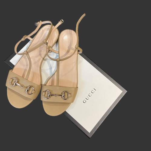 Vintage Pair of Bright Camel Gucci Sandals image-2
