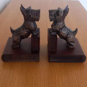 Pair Art Deco Carved Scottie Dog Bookends