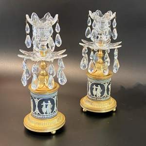 Pair of Early 20th Century Gilt Wedgwood Glass Candlesticks