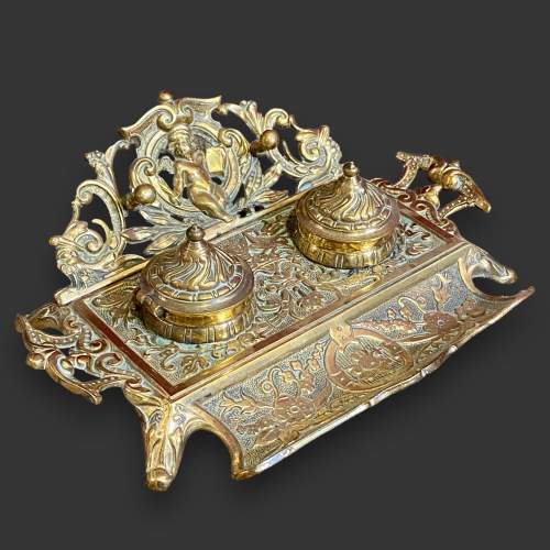 19th Century Brass Double Ink Stand image-1