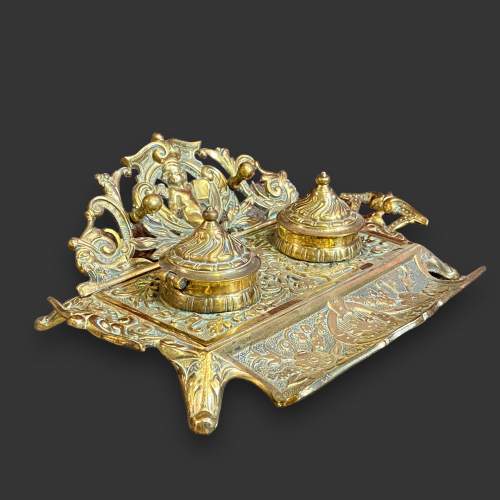19th Century Brass Double Ink Stand image-2