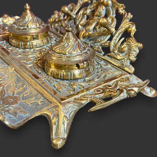 19th Century Brass Double Ink Stand image-3