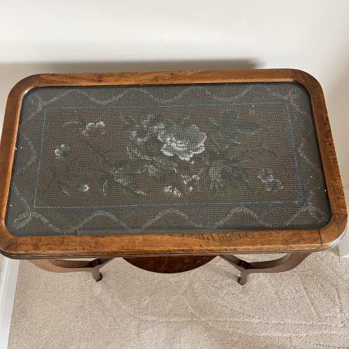 A Walnut Edwardian Tea Table with Inlaid Tapestry image-3