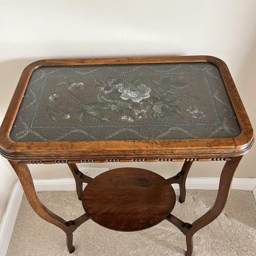 A Walnut Edwardian Tea Table with Inlaid Tapestry image-5