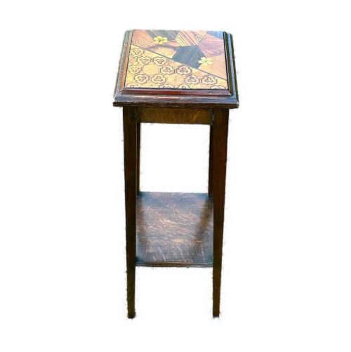 A 20th Century Oak Plant Stand with Marquetry Top image-4