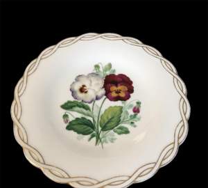 19th Century Porcelain Hand-Painted with Pansies Plate