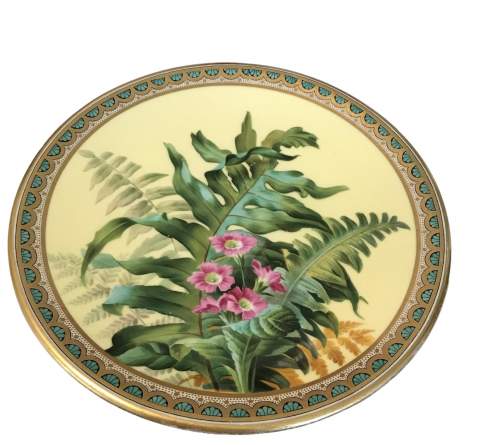 19th Century Flowers and Ferns Porcelain Dessert Plate image-1