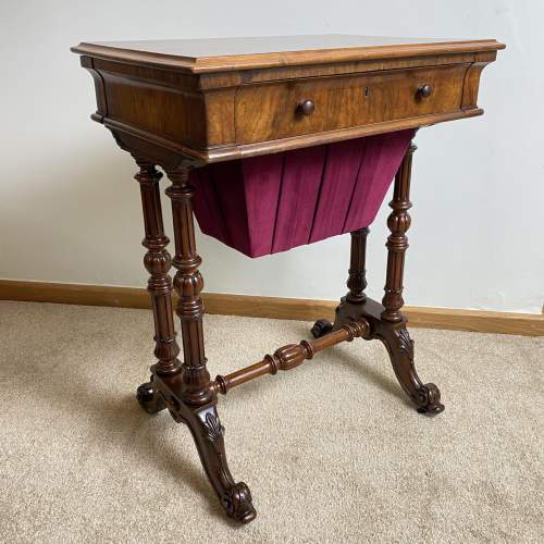 Fine Quality Victorian Burr Walnut Sewing Table Circa 1860 image-1