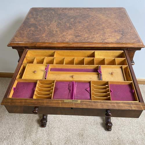Fine Quality Victorian Burr Walnut Sewing Table Circa 1860 image-2