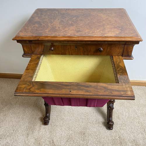 Fine Quality Victorian Burr Walnut Sewing Table Circa 1860 image-3