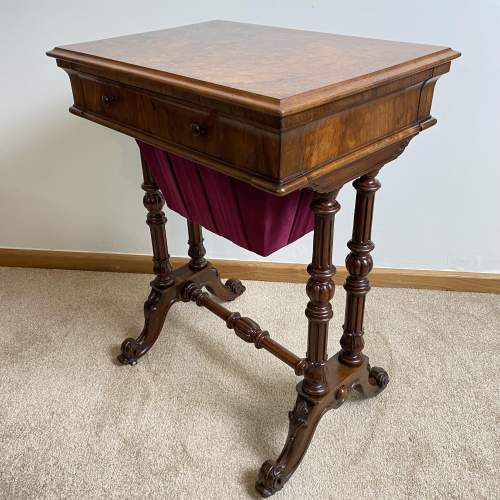 Fine Quality Victorian Burr Walnut Sewing Table Circa 1860 image-4