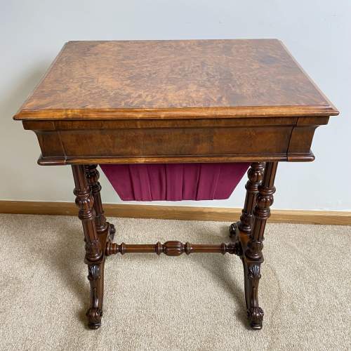 Fine Quality Victorian Burr Walnut Sewing Table Circa 1860 image-5