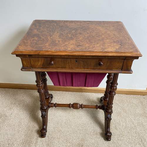 Fine Quality Victorian Burr Walnut Sewing Table Circa 1860 image-6