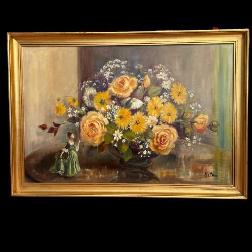 A Beautifully Painted Still Life Of Yellow And White Flowers image-1