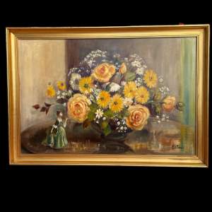 A Beautifully Painted Still Life Of Yellow And White Flowers