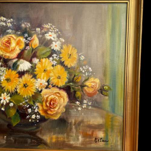 A Beautifully Painted Still Life Of Yellow And White Flowers image-2