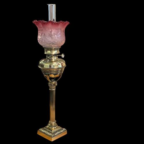 Tall 19th Century Brass Oil Lamp image-1