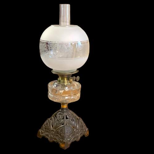 19th Century Glass and Cast Iron Oil Lamp image-1