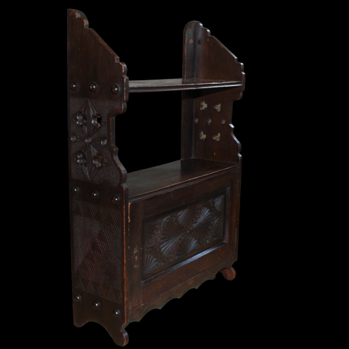 Small Carved Early 19th Century Stained Beech Wall Rack with Shelves image-3