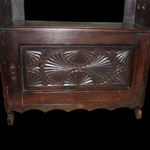 Small Carved Early 19th Century Stained Beech Wall Rack with Shelves image-6