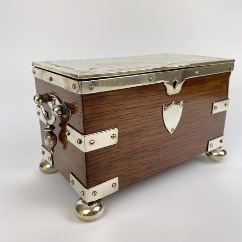 Oak and Silver Plated Tea Caddy Circa 1890 image-1