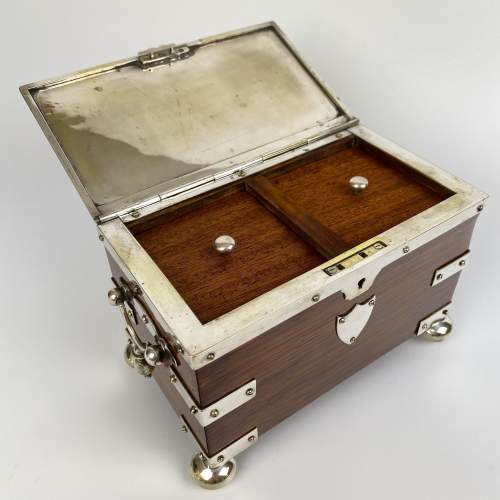 Oak and Silver Plated Tea Caddy Circa 1890 image-2
