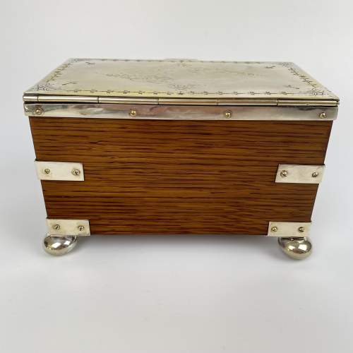 Oak and Silver Plated Tea Caddy Circa 1890 image-5