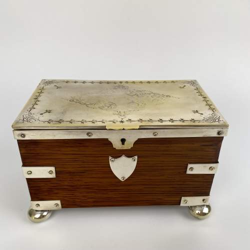 Oak and Silver Plated Tea Caddy Circa 1890 image-3