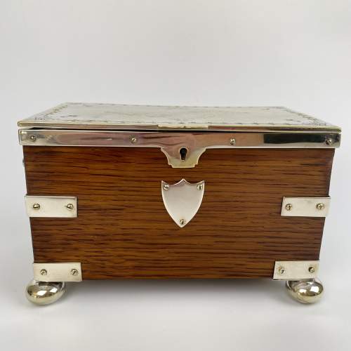 Oak and Silver Plated Tea Caddy Circa 1890 image-6