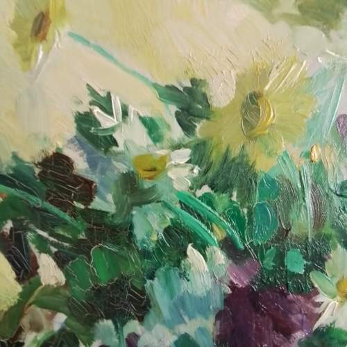 Mid 20th Century Flowers Oil Painting on Canvas by Alexander Flaschner. image-4