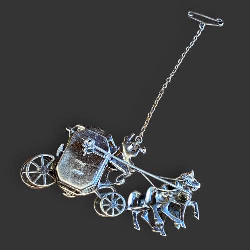 Silver Marcasite Carriage and Horses Brooch image-2