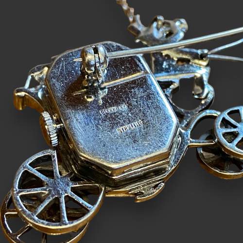 Silver Marcasite Carriage and Horses Brooch image-6