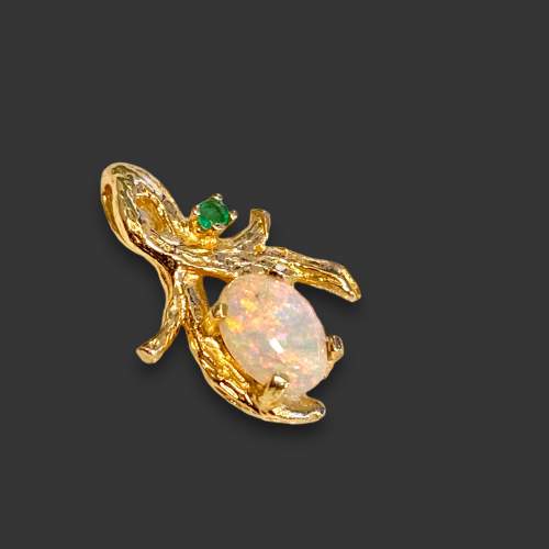 14ct Gold Emerald and Opal Pendant image-1