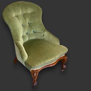 19th Century Rosewood Upholstered Open Slipper Chair
