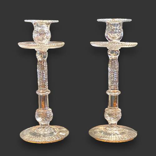 Rare Large Pair of Victorian Glass Candlesticks image-1