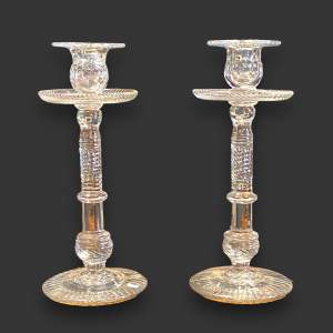 Rare Large Pair of Victorian Glass Candlesticks