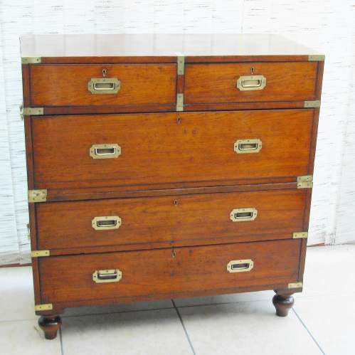 Antique Teak Campaign Chest of Drawers image-1