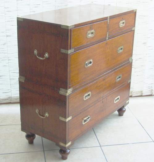 Antique Teak Campaign Chest of Drawers image-3