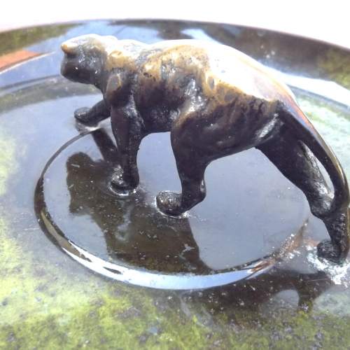 Danish Art Deco Bronze Centre Dish Surmounted with Wild Cat image-4
