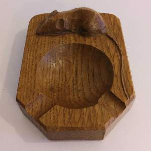 Robert Thompson Mouseman Hand Carved Oak Ashtray