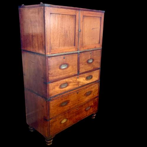 William IV Mahogany Two Part Military Chest of Drawers image-1