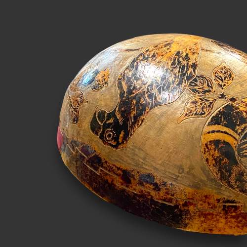 Unusual Hand Carved and Hand Painted Gourd image-5