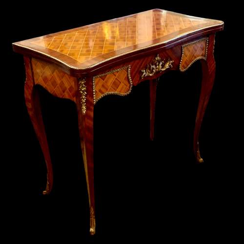Elegant French Parquetry Foldover Card Table image-1
