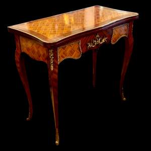Elegant French Parquetry Foldover Card Table