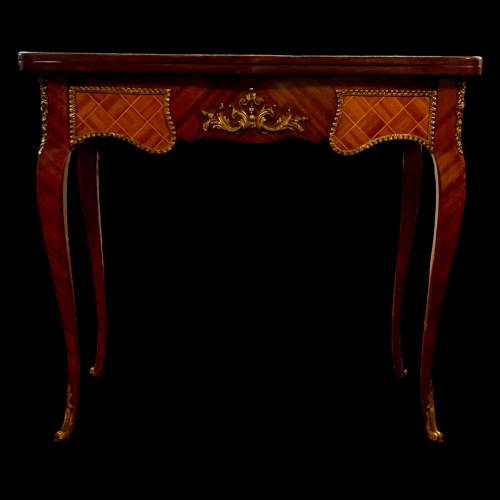 Elegant French Parquetry Foldover Card Table image-3