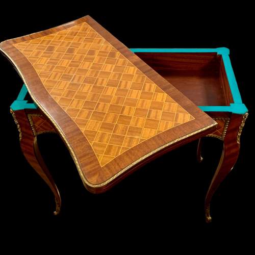Elegant French Parquetry Foldover Card Table image-5