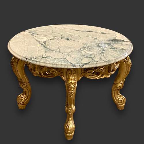 20th Century Gilt Wood and Marble Occasional Table image-3