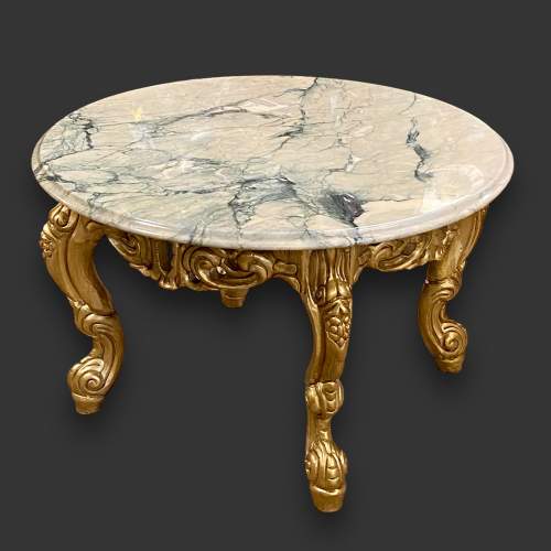 20th Century Gilt Wood and Marble Occasional Table image-1