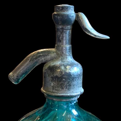1930s Antique French Turquoise Blue Glass Soda Siphon image-2